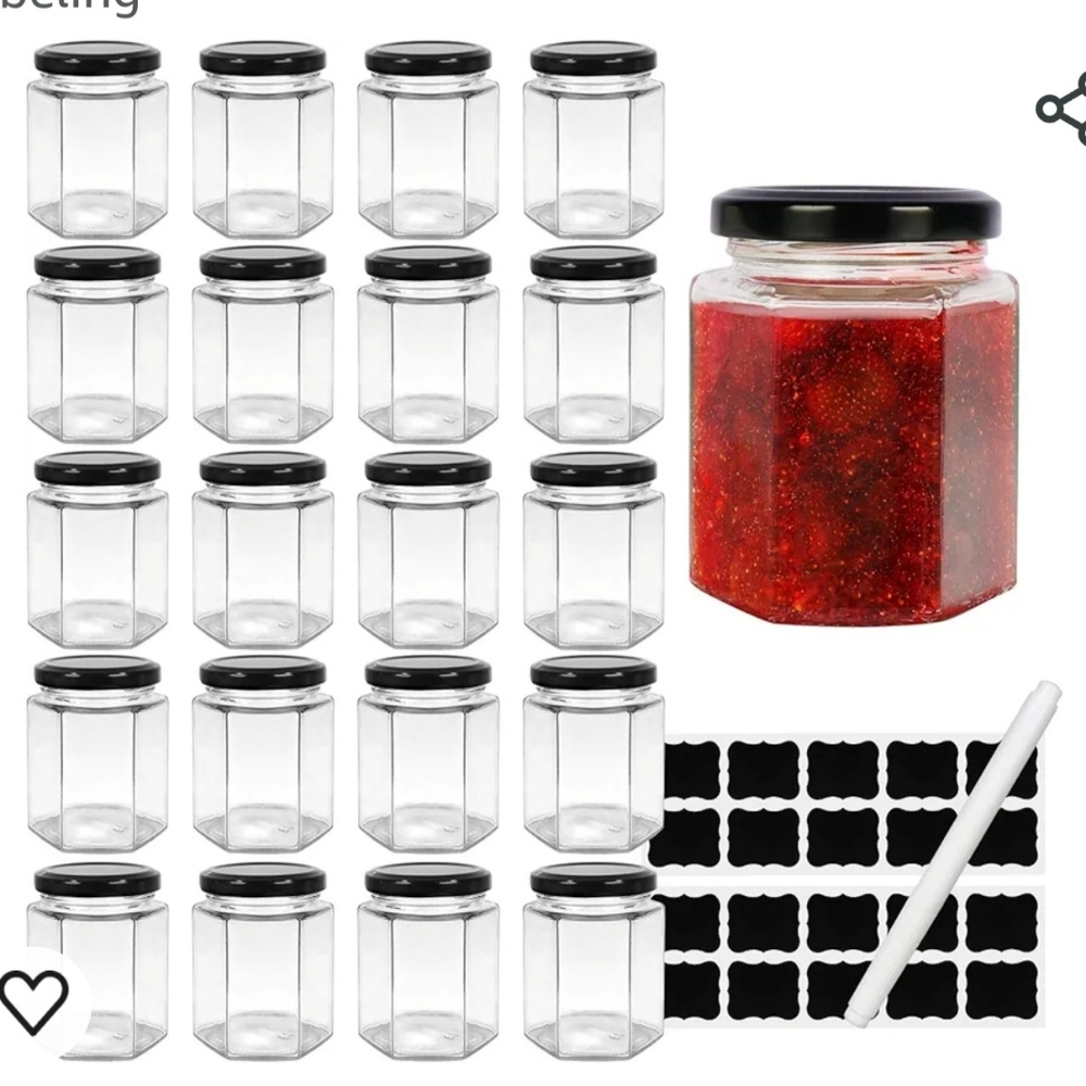 20 count 6 oz hexagon jars with lids
